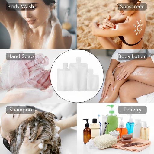 Travel Size Refillable Empty Squeeze Pouch / Stand Up Lotion Shampoo Shower Gel Bags / Leakproof Cosmetic Containers - Image 10