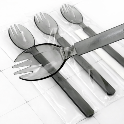 Transparent Disposable Spoon Fork Individually Packed Thick Food Grade PP Cutlery Catering Restaurant Delivery Use