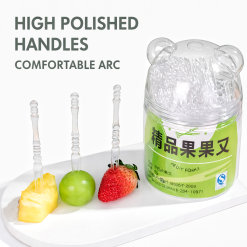 Disposable Transparent Fruit Fork Food Grade PS Dessert Cake Fork Hygienic Toothpick Alternative for Party Catering