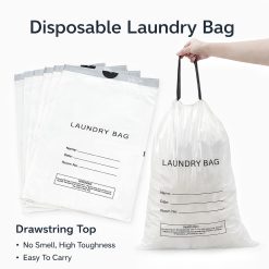 Disposable Laundry Bags Plastic Hotel Guest Clothes Storage Travel Translucent Drawstring Waterproof Hospital Homestay