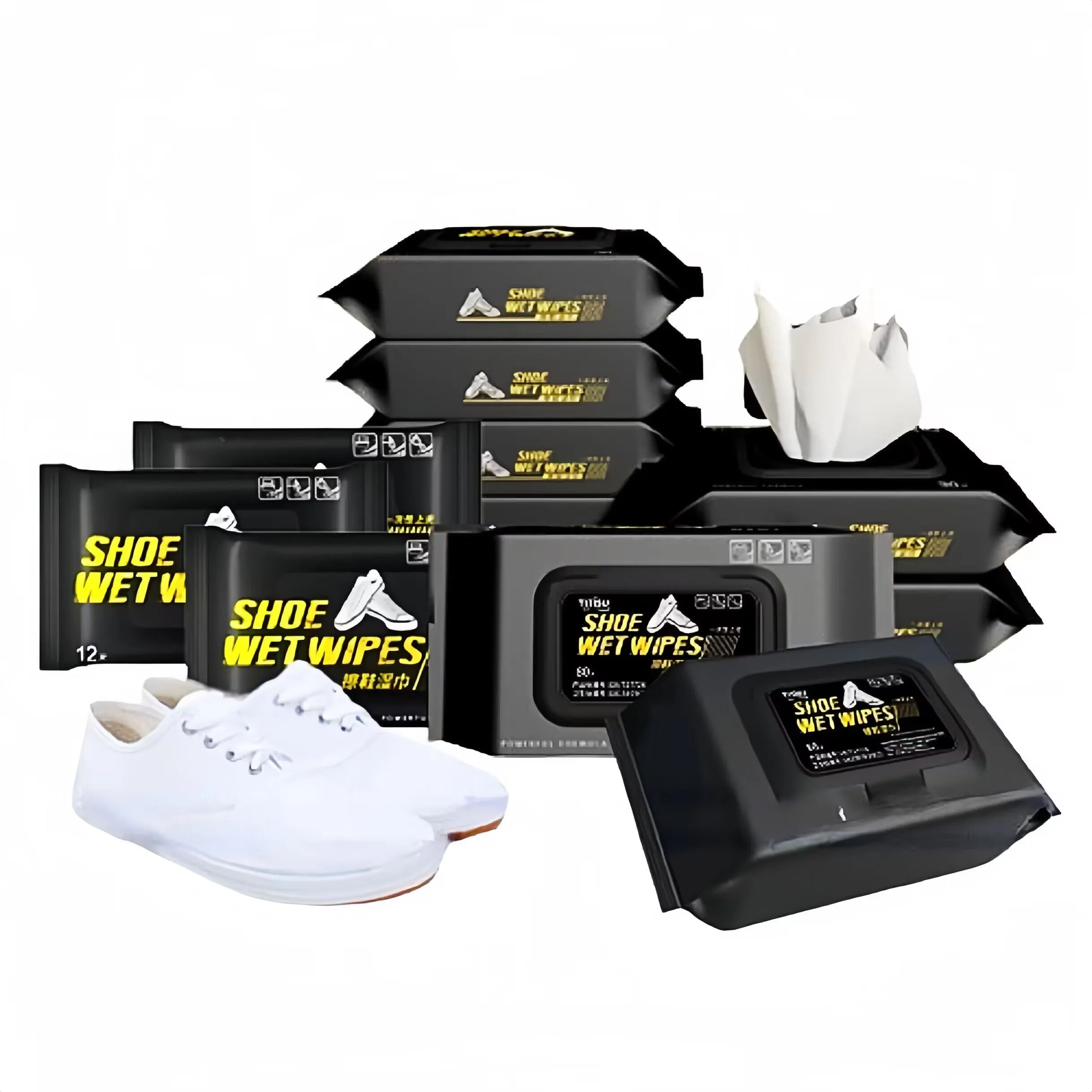12/80pcs Shoe Cleaning Disposable Wet Tissue Quick Shine Wipes White Shoes Sneakers Care Towel Portable Travel Pack