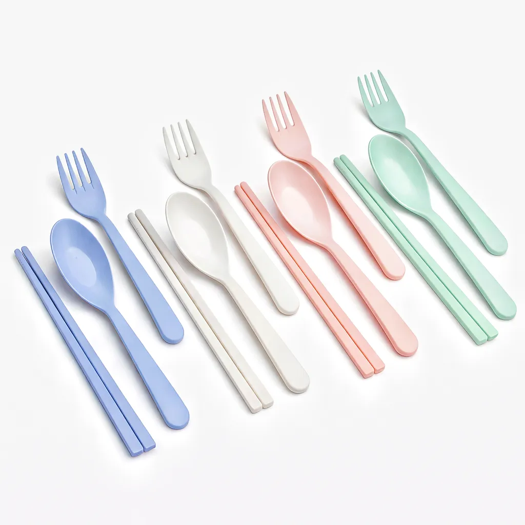 Wheat Straw Cutlery Set Eco-Friendly Portable Reusable Travel Utensils Fork Spoon Knife 3PCS Lightweight Dinnerware - Image 7