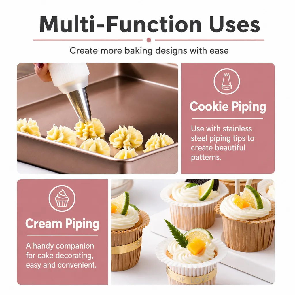 【100PCS】Disposable Piping Bag Food Grade PE Thickened Non Slip Icing Pastry Bag Cake Cream Decorating Beg Plastik Kuih - Image 6