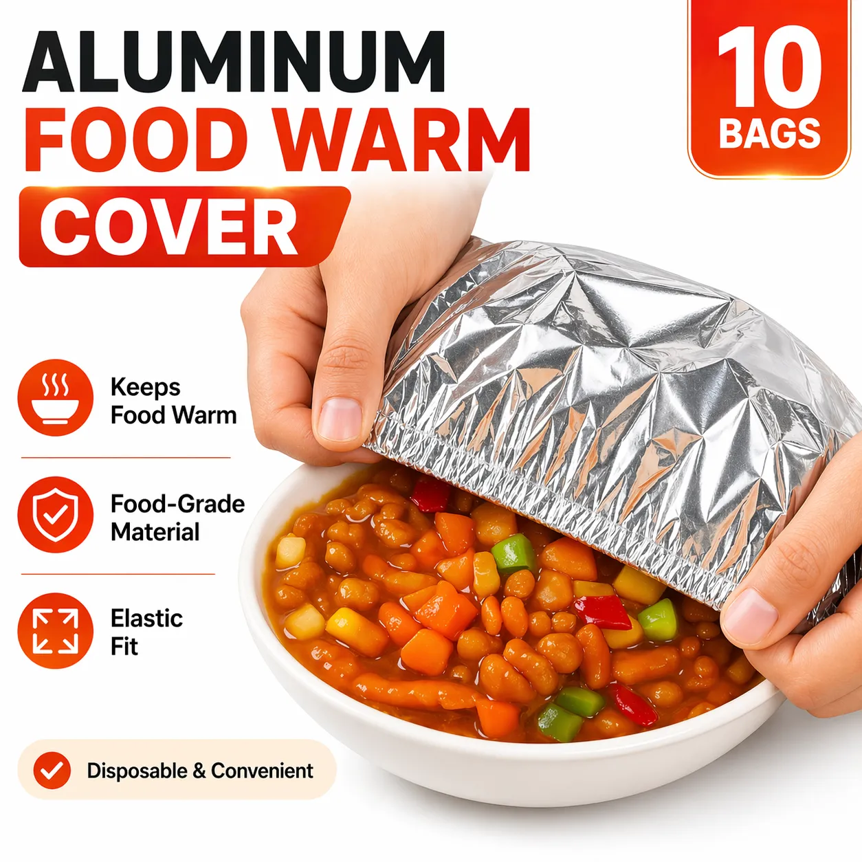 Aluminum Foil Insulation Cover Reusable Heat Resistant Food Warmer Elastic Stretch Seal Kitchen Cooking Wrap 10PCS