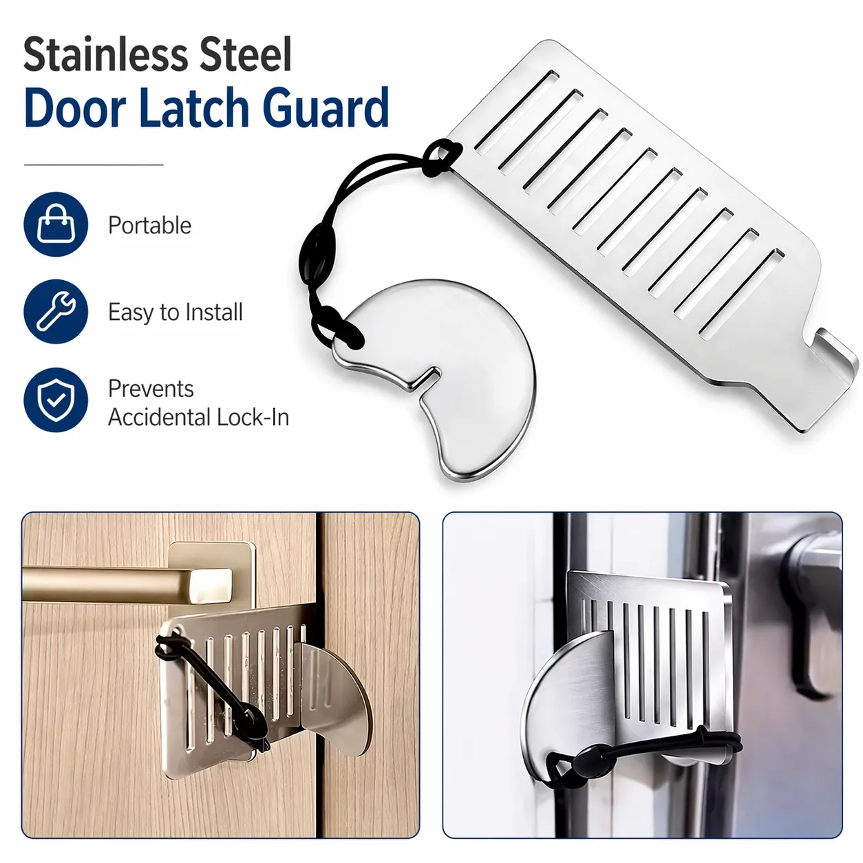 Portable Door Lock Travel Security Stopper Hotel Apartment Privacy Stainless Steel Compact Safety Jammer Dormitory Home