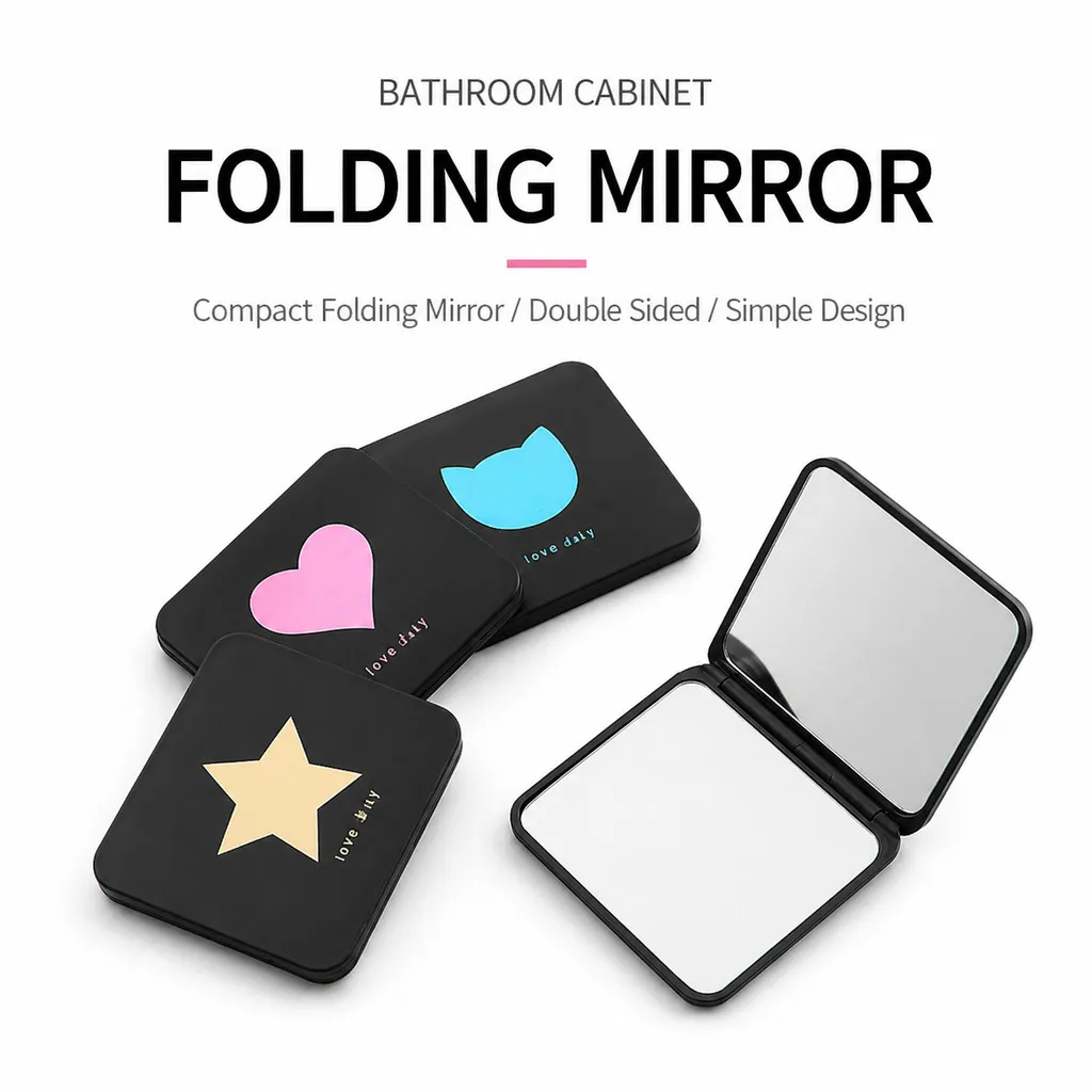 Portable Makeup Mirror Double Sided Foldable Mini Pocket Cosmetic Mirror Cute Travel Beauty Accessories