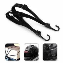 4 Hook Motorcycle Helmet Strap Elastic Tie Down Rope Adjustable Bungee Cord Bike Scooter Luggage Holder Black 60cm
