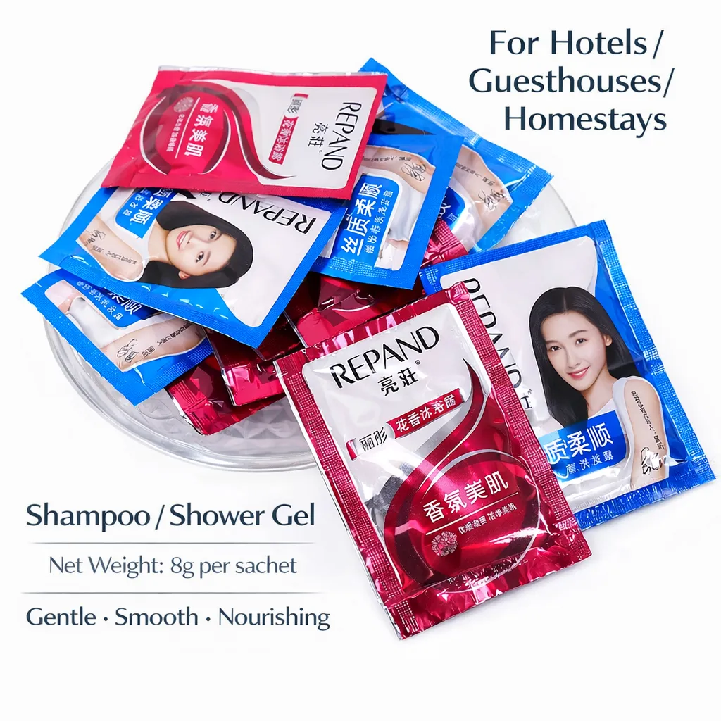 REPAND Hotel Shampoo Body Wash Sachet 8g Disposable Travel Toiletries Floral Fragrance Guest Amenity Single Use Pack - Image 2
