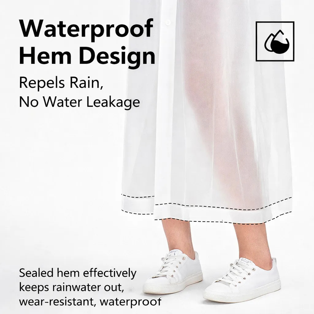 Portable PEVA Raincoat Reusable Waterproof Poncho Adjustable Hood Long Rain Coat Unisex Outdoor Travel Cycling Jacket - Image 6