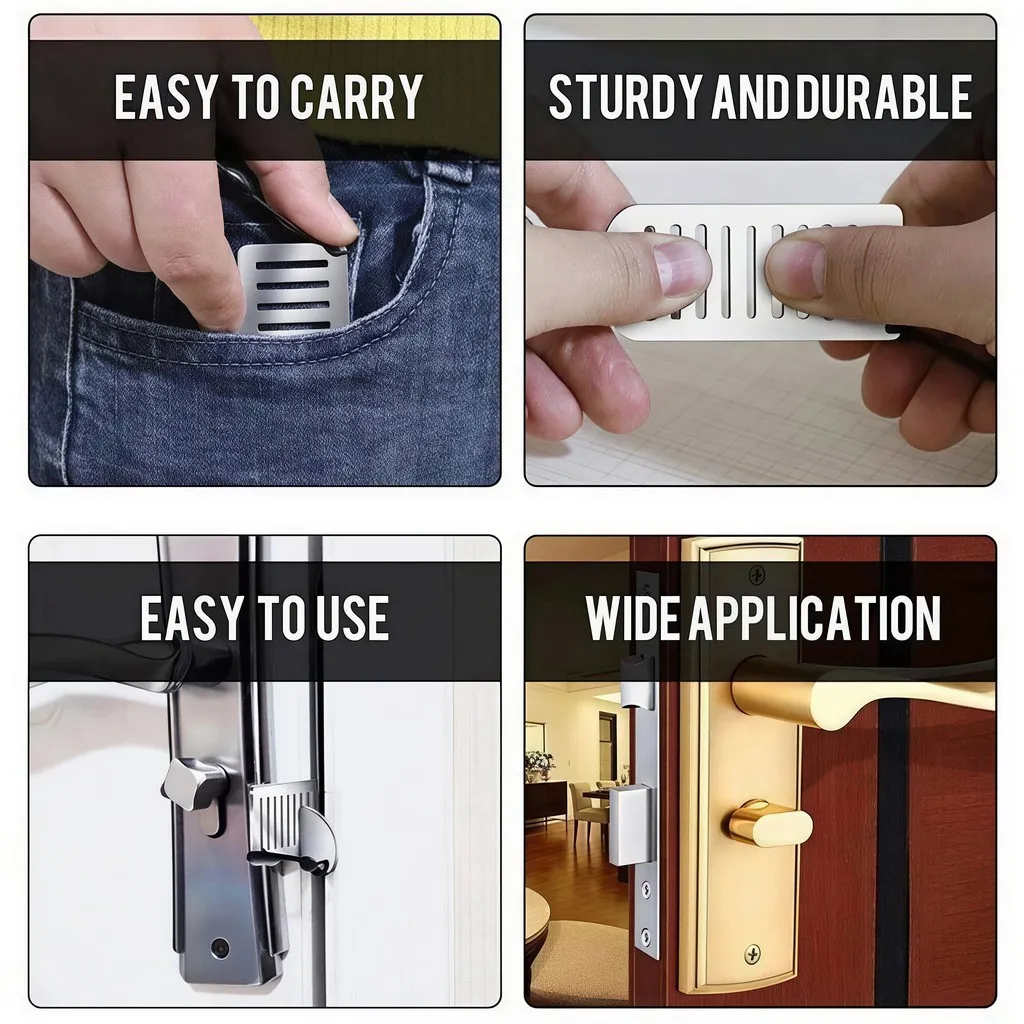 Portable Door Lock Travel Security Stopper Hotel Apartment Privacy Stainless Steel Compact Safety Jammer Dormitory Home - Image 7