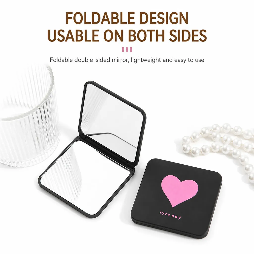 Portable Makeup Mirror Double Sided Foldable Mini Pocket Cosmetic Mirror Cute Travel Beauty Accessories - Image 3