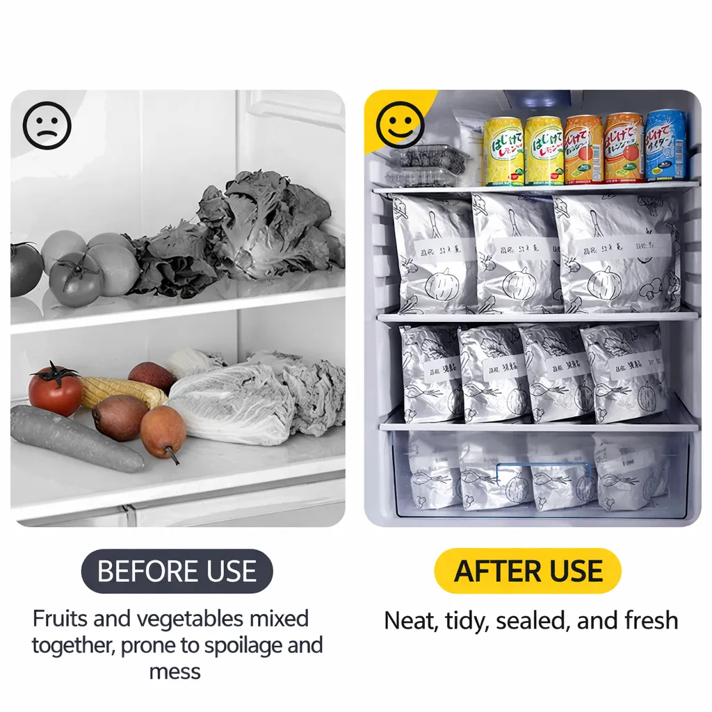 Aluminum Foil Fresh Keeping Bag Reusable Ziplock Food Storage Pouch Waterproof Seal Organizer for Kitchen Freezer - Image 2