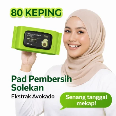 【80PCS】Tuala Pembersih Solek Avocado Makeup Remover Wet Tissue Face Deep Cleansing Eyes Lips Skin Moisturizing Make Up Pads