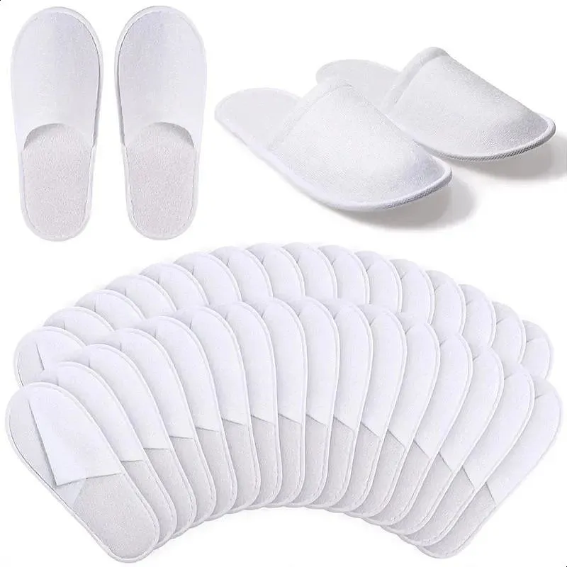 Spa Disposable Slippers Toe Towelling Hotel Guest Travel Unisex Shoe