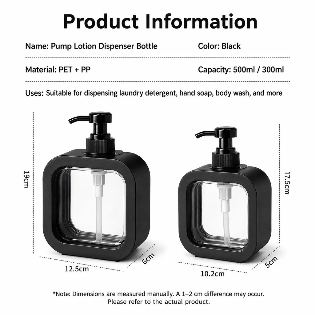 【300ml/500ml】Press Pump Lotion Dispenser Bottle Refillable Soap Shampoo Shower Gel Hand Wash Botol Sabun Pump Bathroom - Image 8