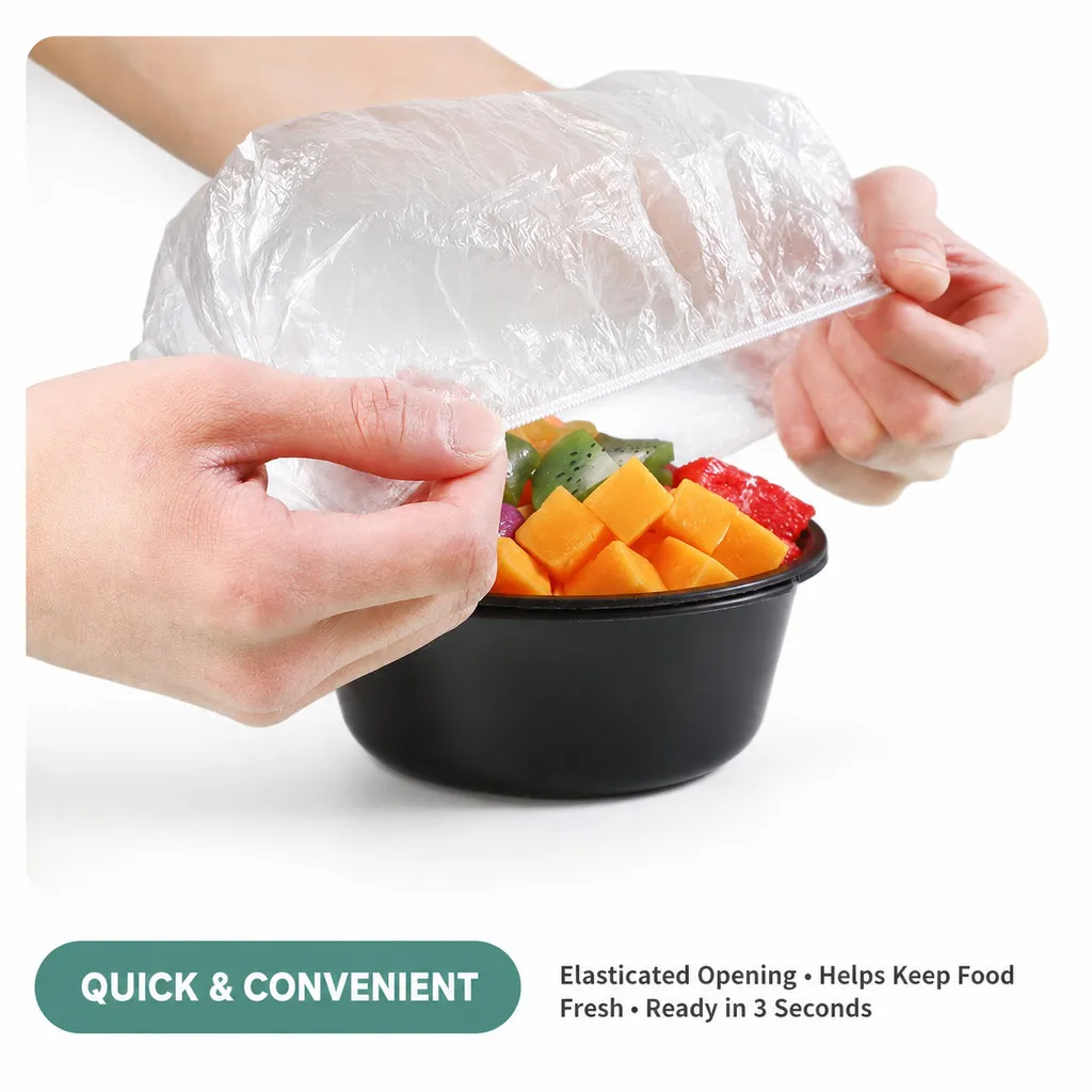 Disposable Elastic Food Cover PE Bowl Plate Fresh Keeping Wrap Dustproof Stretchable Penutup Makanan 100pcs - Image 5
