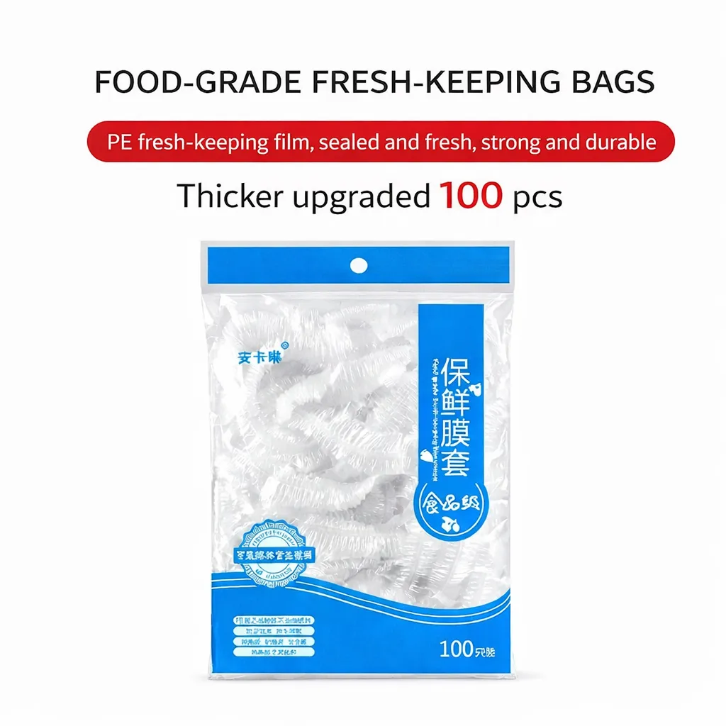 Disposable Food Cover Food Grade PE Plastic Wrap Fresh Keeping Film Elastic Bowl Plate Dish Cover Kitchen Food Storage