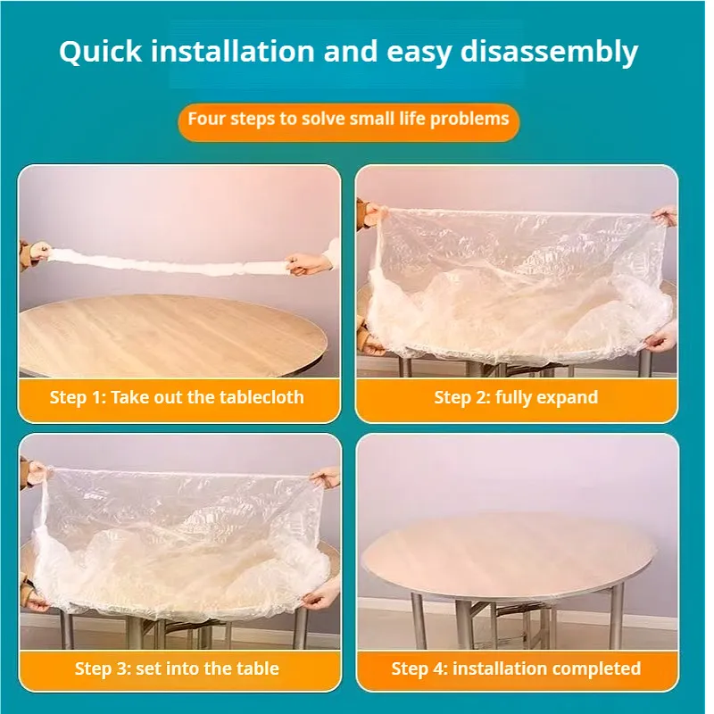 Disposable Bundle Mouth Table Cloth Thickened Transparent Waterproof Oil Proof No Wash Meal Convenient - Image 8
