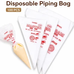 【100PCS】Disposable Piping Bag Food Grade PE Thickened Non Slip Icing Pastry Bag Cake Cream Decorating Beg Plastik Kuih
