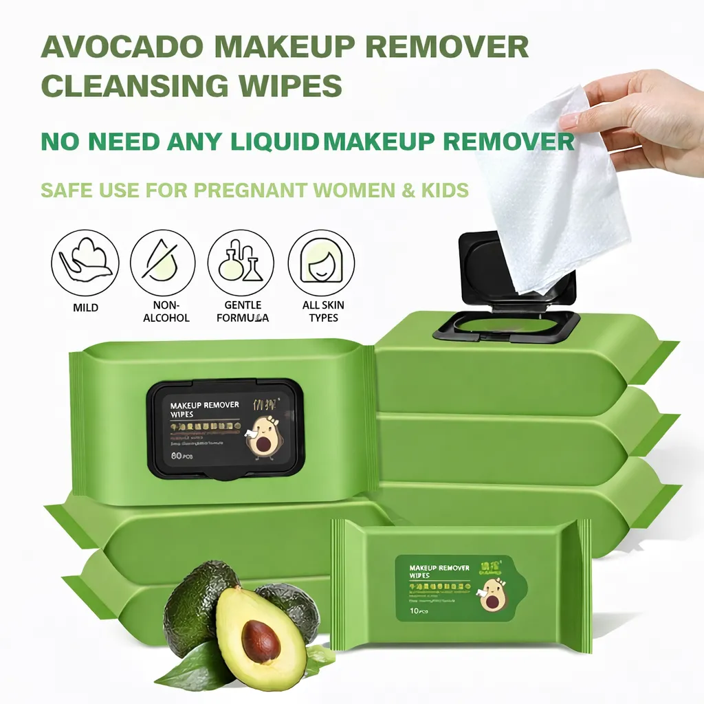 【80PCS】Tuala Pembersih Solek Avocado Makeup Remover Wet Tissue Face Deep Cleansing Eyes Lips Skin Moisturizing Make Up Pads - Image 7