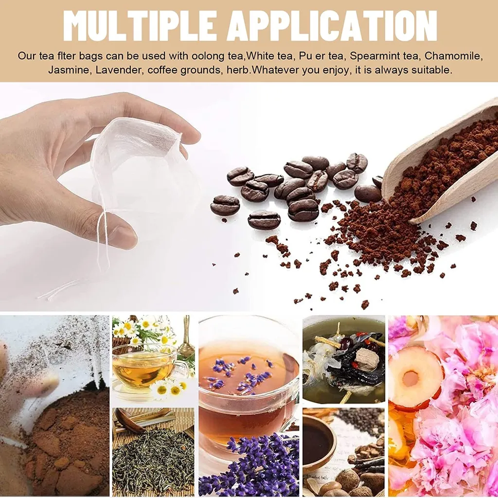 【100pcs】Tea Bag Non-Woven Empty Teabags Seal Filter Disposable Tea Soup Bag / Tali Uncang Teh Beg / 茶包袋 - Image 4