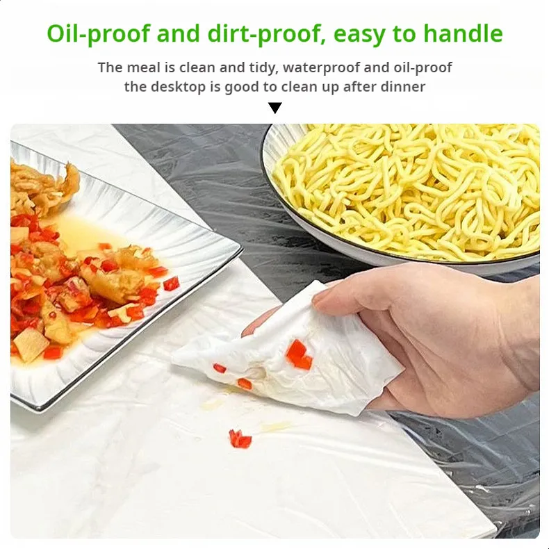 Disposable Bundle Mouth Table Cloth Thickened Transparent Waterproof Oil Proof No Wash Meal Convenient - Image 4
