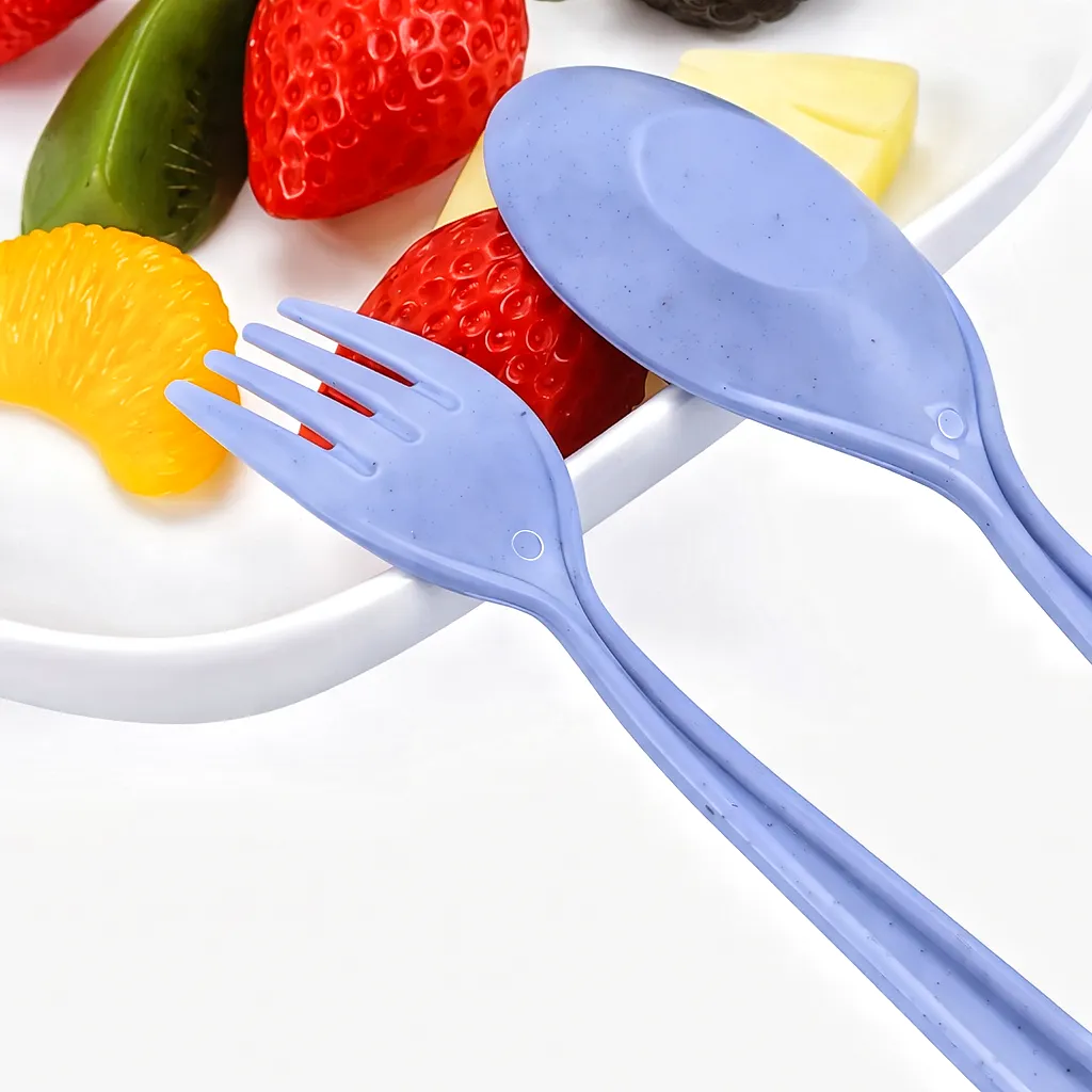 Wheat Straw Cutlery Set Eco-Friendly Portable Reusable Travel Utensils Fork Spoon Knife 3PCS Lightweight Dinnerware - Image 3