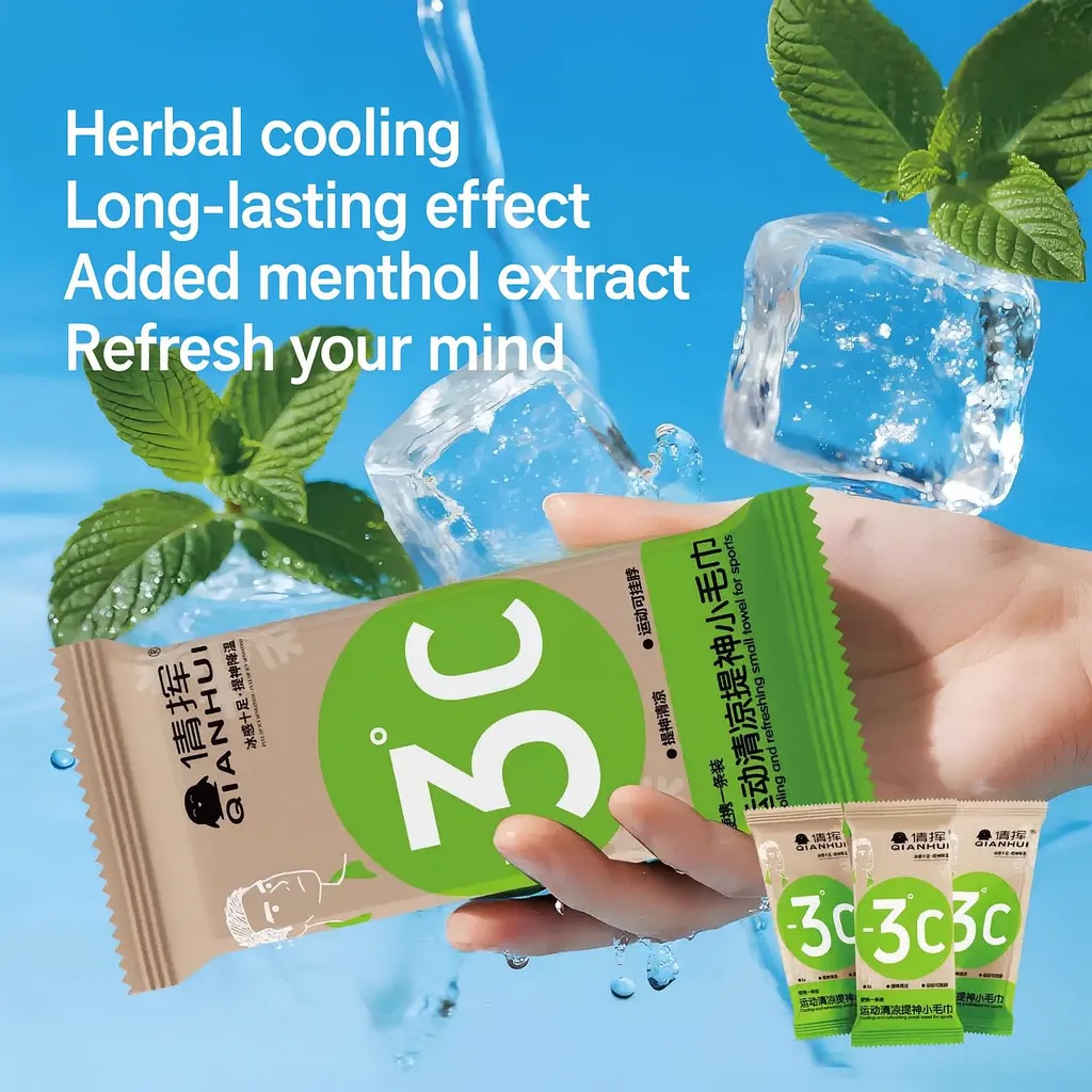 Cooling Sweat-Removing Wipes -3°C Long Towel Mint Menthol Outdoor Sports Refreshing Herbal Wet Towel for Neck Wrist - Image 3