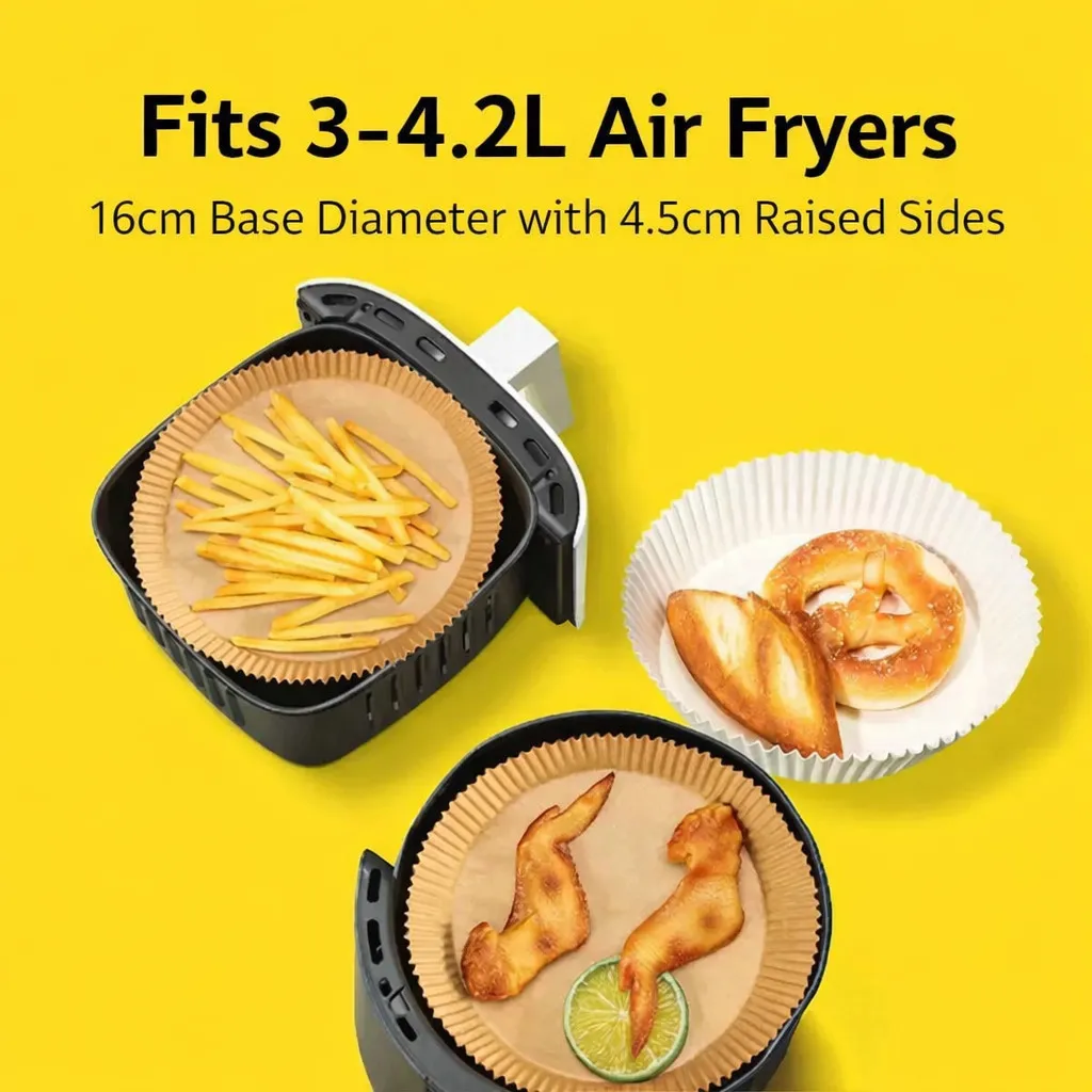 Air Fryer Paper Liner Disposable Baking Parchment 50pcs Non Stick Greaseproof Waterproof Oven Steamer Microwave - Image 3