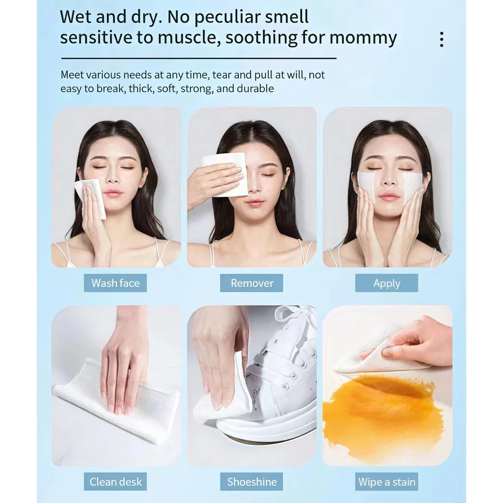 Disposable Face Towel Soft Hygienic Multipurpose Absorbent Pearl Cotton Facial Wash Makeup Skin Care Travel Household - Image 8