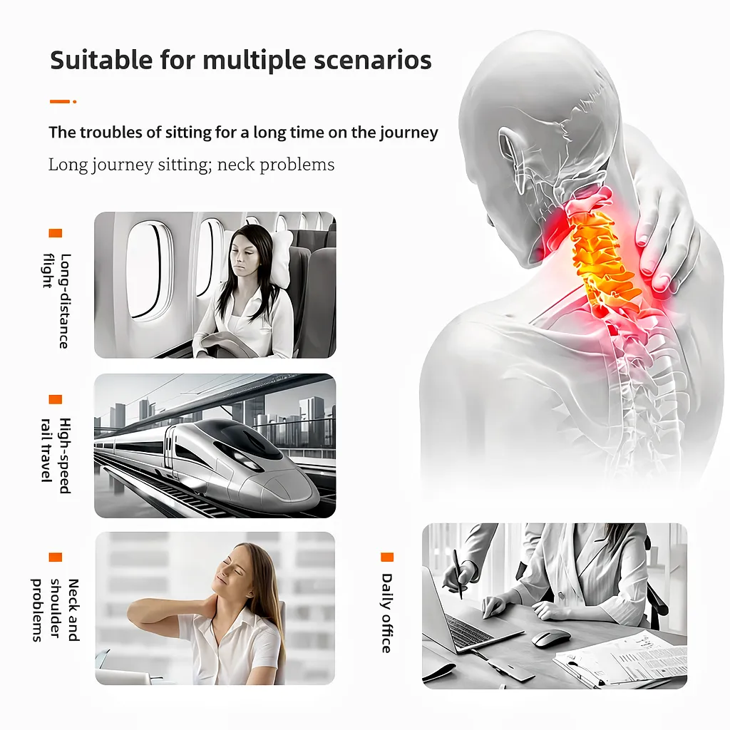 Inflatable Travel Pillow Built In Air Pump Press Inflate Ergonomic Neck Support Compact Lightweight Camping Hotel - Image 4