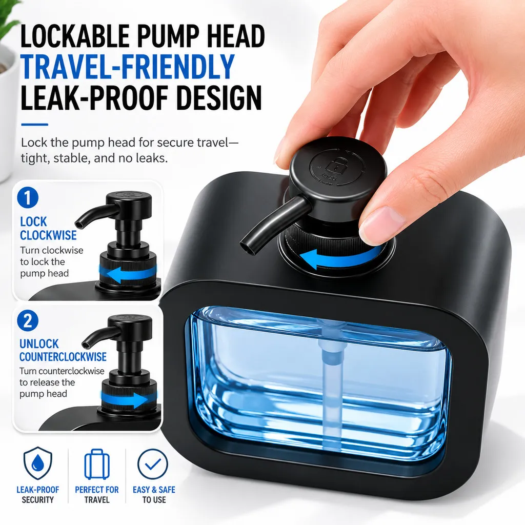 【300ml/500ml】Press Pump Lotion Dispenser Bottle Refillable Soap Shampoo Shower Gel Hand Wash Botol Sabun Pump Bathroom - Image 4
