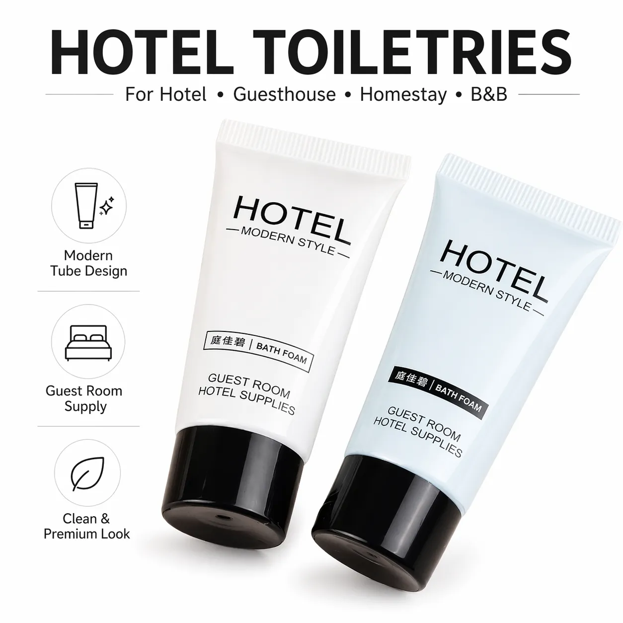 Disposable Shower Gel Shampoo White Tea Amino Acid Refreshing Tube Travel Hotel Guest Amenity 20ml