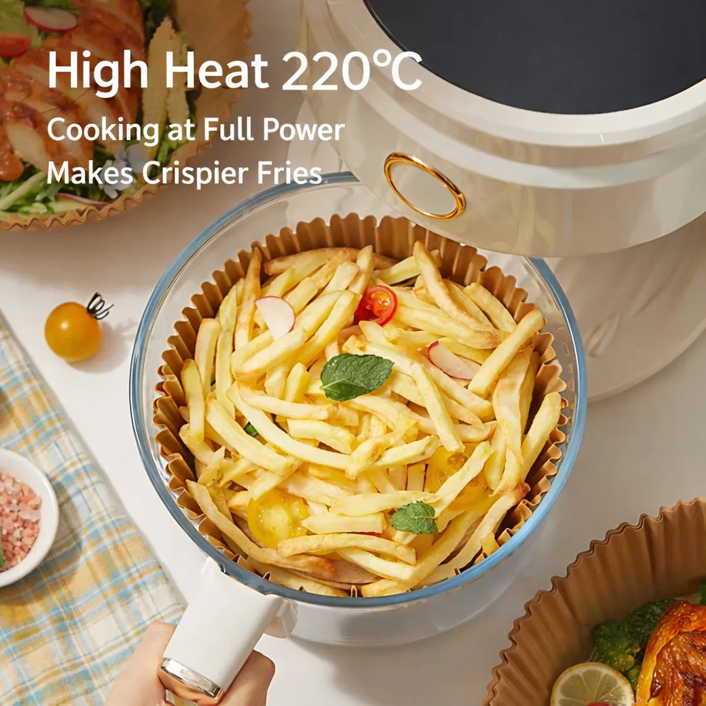 Air Fryer Paper Liner Disposable Baking Parchment 50pcs Non Stick Greaseproof Waterproof Oven Steamer Microwave - Image 5