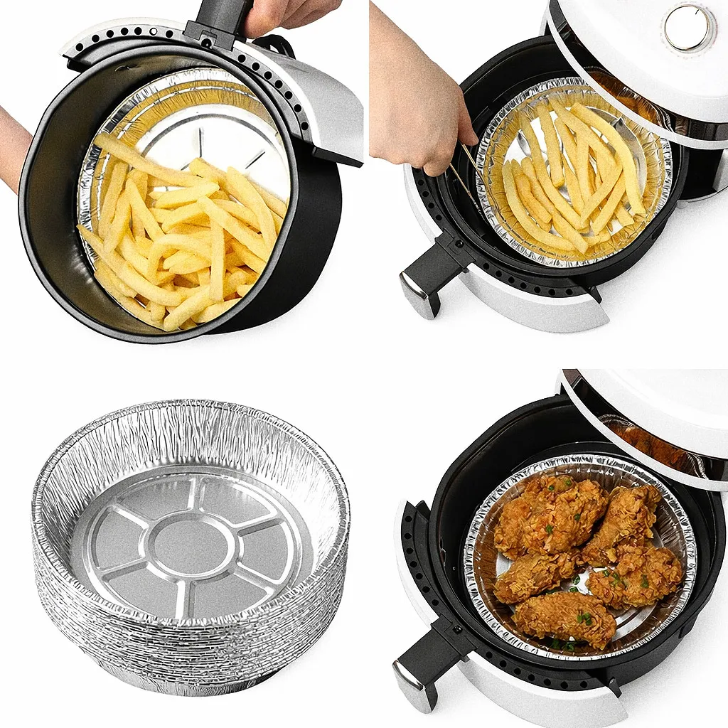 Aluminum Foil Tray Air Fryer Disposable Baking Pan BBQ Grill Container Oven Cooking Tin Foil Food Tray Kitchen Baking - Image 4