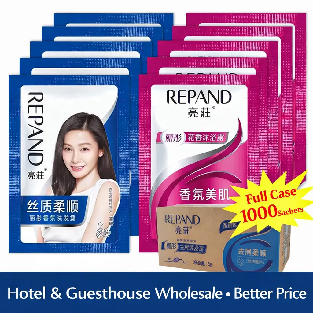REPAND Hotel Shampoo Body Wash Sachet 8g Disposable Travel Toiletries Floral Fragrance Guest Amenity Single Use Pack