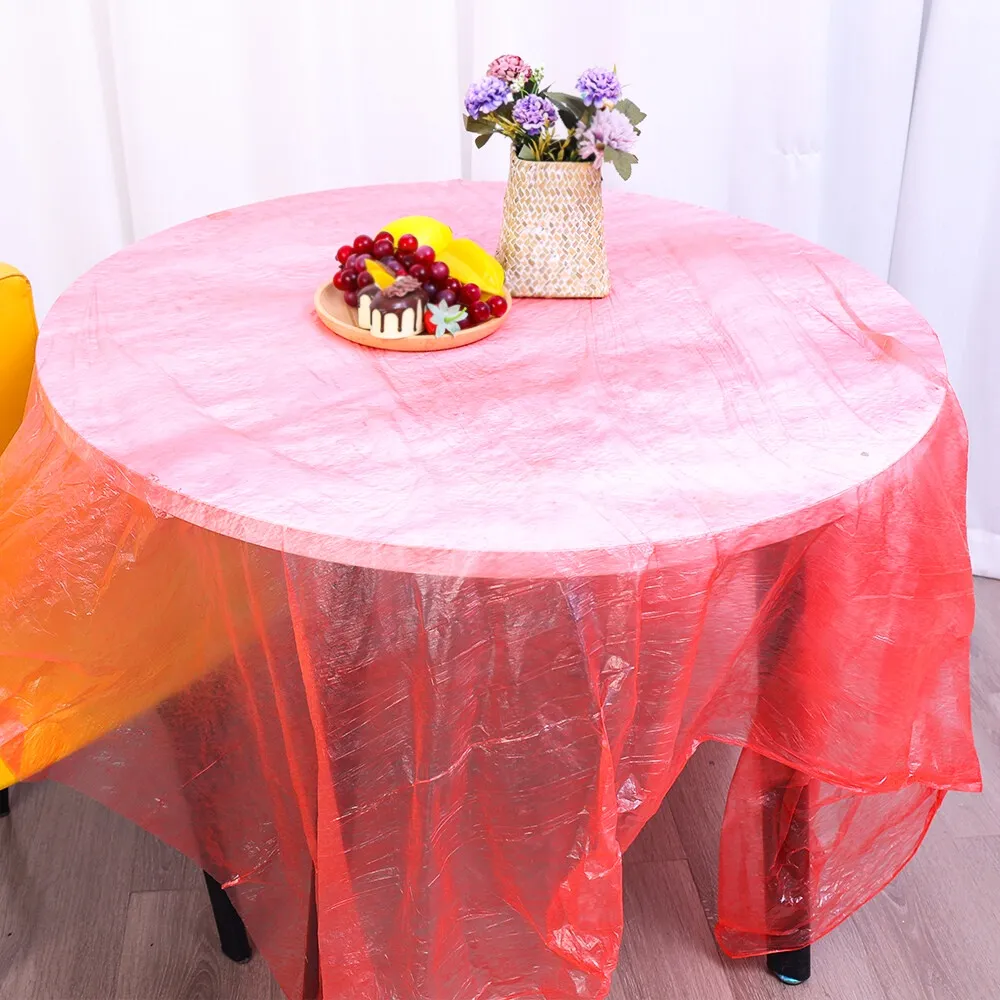 Disposable Plastic Table Cloth Wrapping Cover Square Round Dinner Thicken Waterproof Gathering Wedding Party Supplies - Image 2