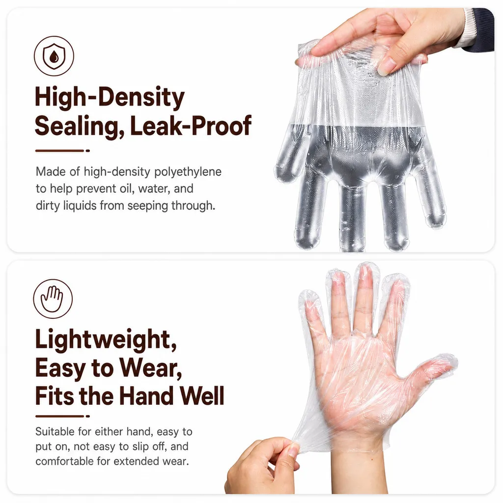 【200 Pairs】Disposable PE Gloves Individually Packed Plastic Hand Gloves Food Safe Kitchen BBQ Cleaning Transparent - Image 3