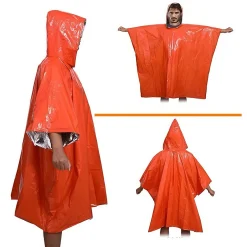 Emergency Rain Poncho Survival Thermal Blanket PE Waterproof Windproof Outdoor Hiking Camping Lightweight Gear