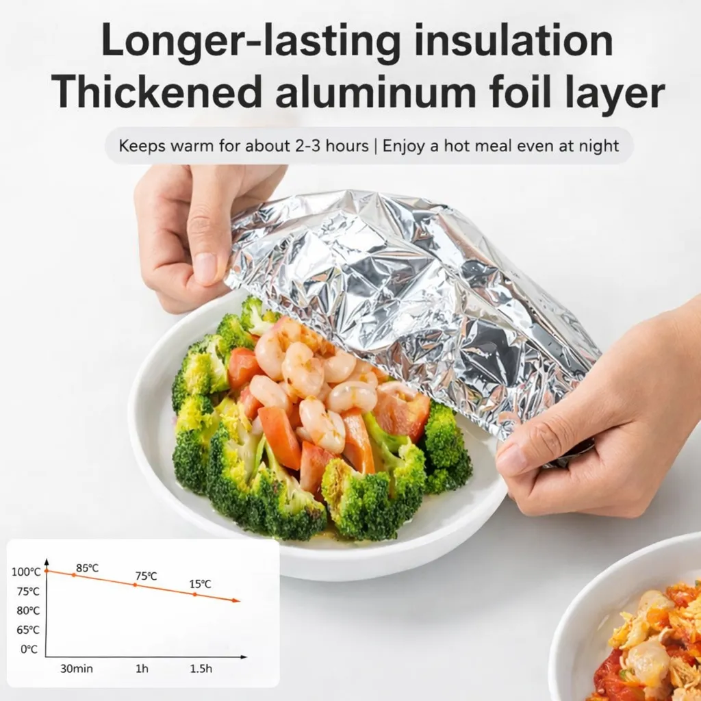 Aluminum Foil Insulation Cover Reusable Heat Resistant Food Warmer Elastic Stretch Seal Kitchen Cooking Wrap 10PCS - Image 4