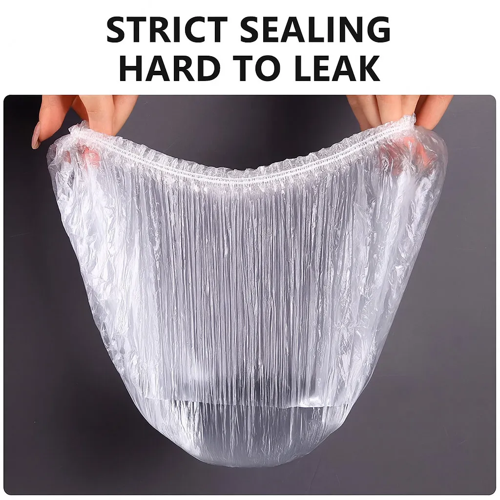 Disposable Transparent Shower Cap Waterproof Hair Cover Thick PE Elastic Hotel Travel Spa Home Use - Image 3