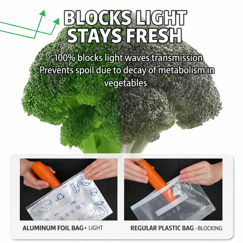 Aluminum Foil Fresh Keeping Bag Reusable Ziplock Food Storage Pouch Waterproof Seal Organizer for Kitchen Freezer - Image 6