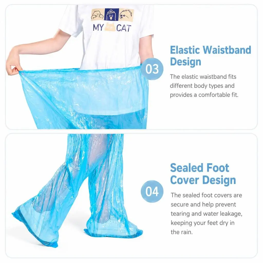 Disposable Raincoat Suit Waterproof PE Hooded Jacket Pants Set Adult Kids Outdoor Travel Emergency Use Baju Hujan - Image 4