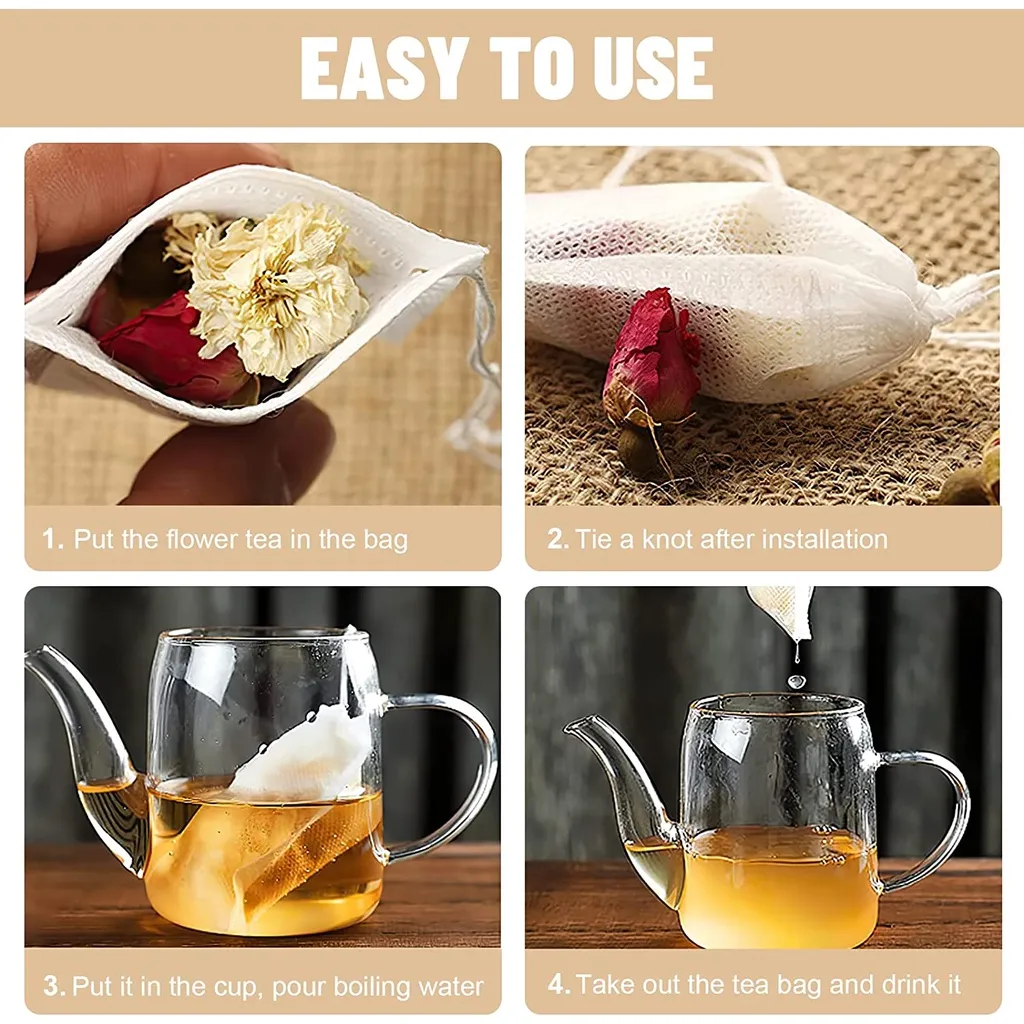 【100pcs】Tea Bag Non-Woven Empty Teabags Seal Filter Disposable Tea Soup Bag / Tali Uncang Teh Beg / 茶包袋 - Image 7