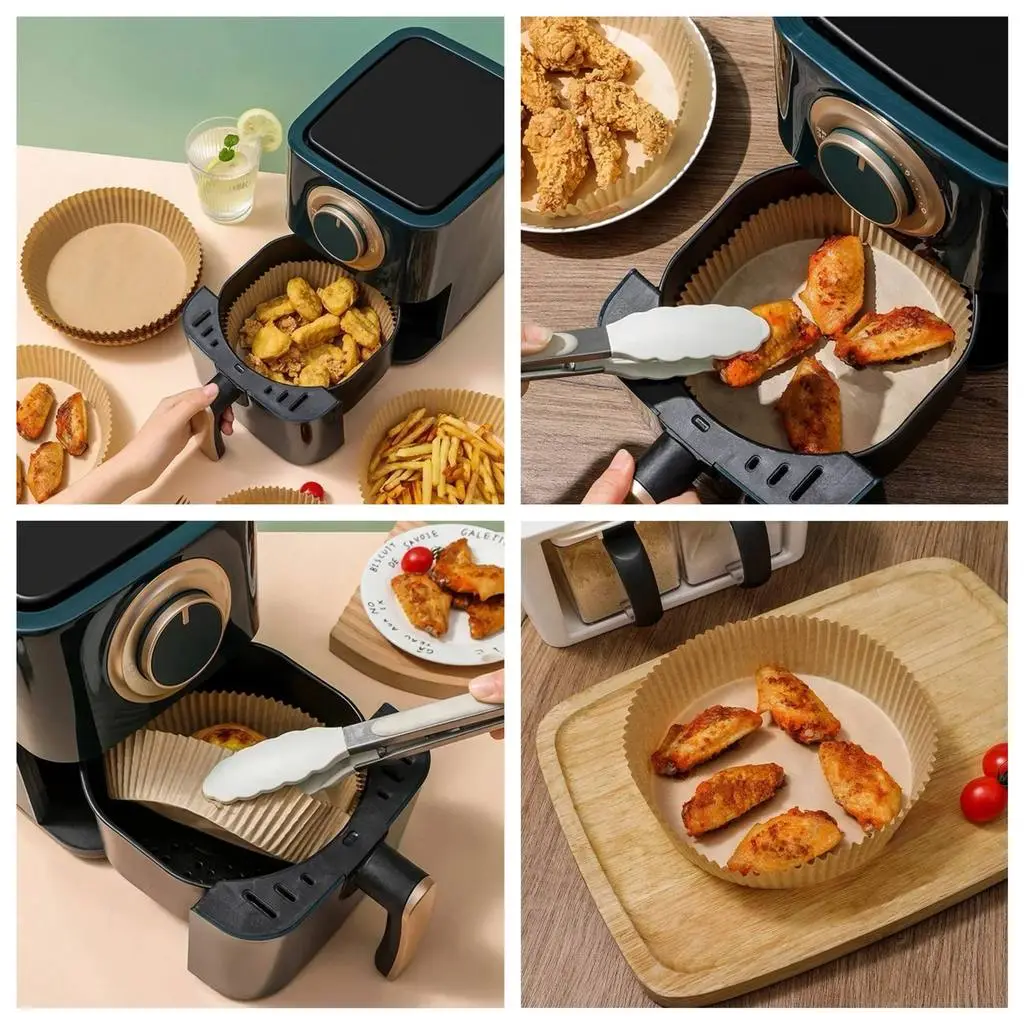 Air Fryer Paper Liner Disposable Baking Parchment 50pcs Non Stick Greaseproof Waterproof Oven Steamer Microwave - Image 6