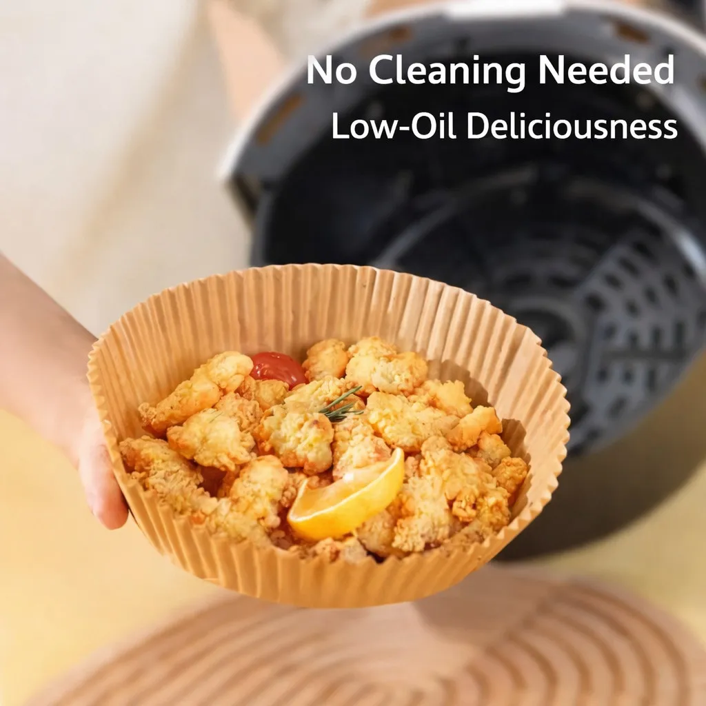 Air Fryer Paper Liner Disposable Baking Parchment 50pcs Non Stick Greaseproof Waterproof Oven Steamer Microwave - Image 4
