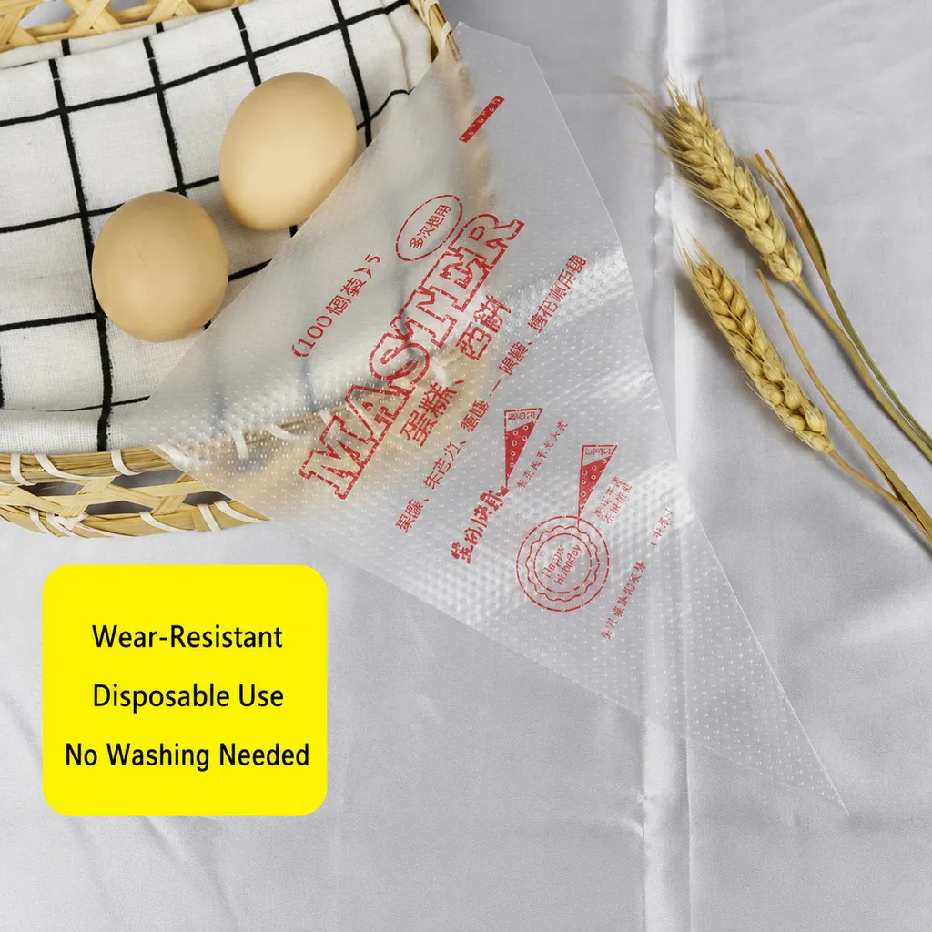 【100PCS】Disposable Piping Bag Food Grade PE Thickened Non Slip Icing Pastry Bag Cake Cream Decorating Beg Plastik Kuih - Image 7