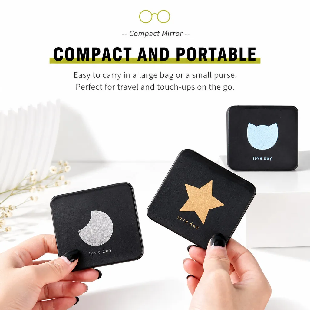 Portable Makeup Mirror Double Sided Foldable Mini Pocket Cosmetic Mirror Cute Travel Beauty Accessories - Image 2