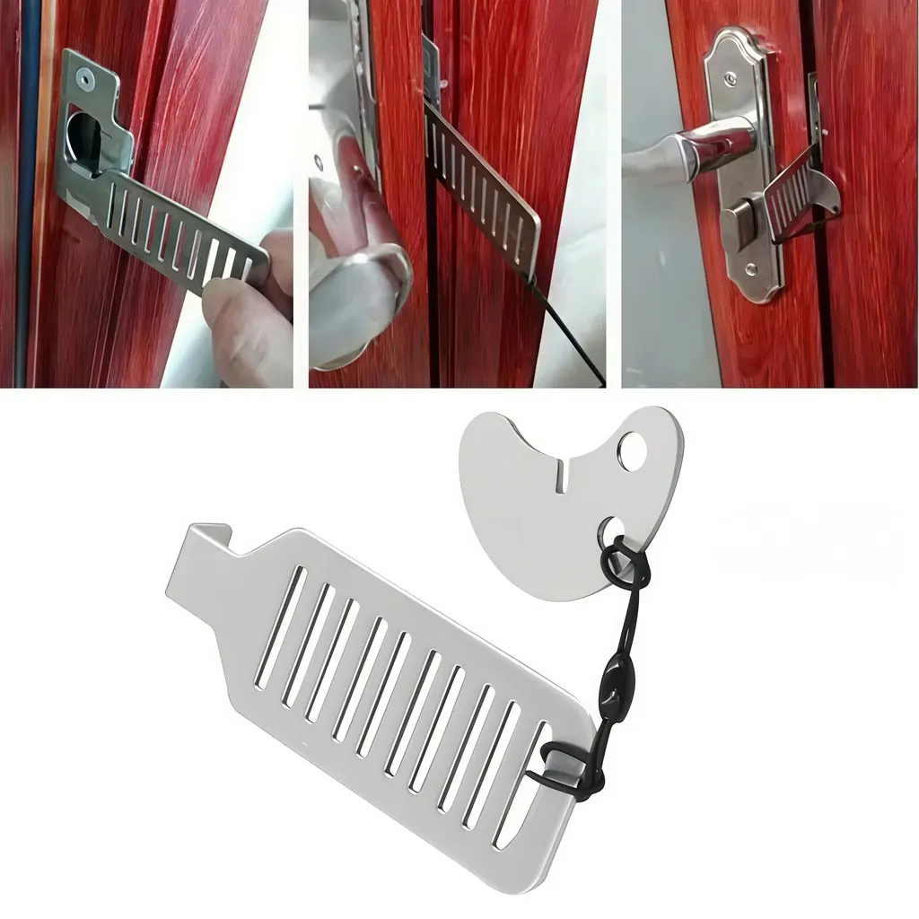 Portable Door Lock Travel Security Stopper Hotel Apartment Privacy Stainless Steel Compact Safety Jammer Dormitory Home - Image 5