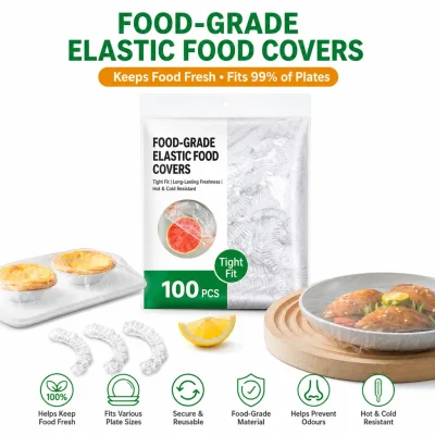 Disposable Elastic Food Cover PE Bowl Plate Fresh Keeping Wrap Dustproof Stretchable Penutup Makanan 100pcs